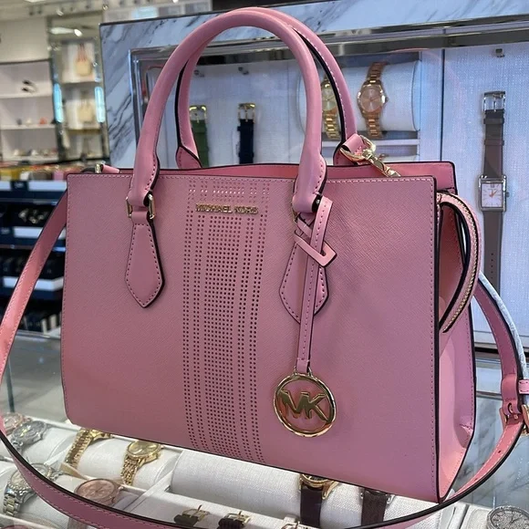 MICHAEL KORS
Sheila Medium CZ Faux Saffiano Leather Satchel Crossbody 
NWT - Picture 5 of 16